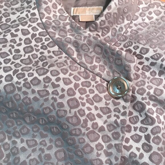 Michael Kors Leopard Print Silver Gray Trapeze Blazer Jacket - Picture 7 of 8
